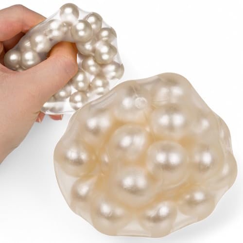 MIJOMA Sensorischer Kaka Quetsch- & Wandball – Antistressball mit Perlenfüllung, flexibel & entspannend, ideal für Stressabbau, sanft gleitend an Wänden (Weiß) von MIJOMA