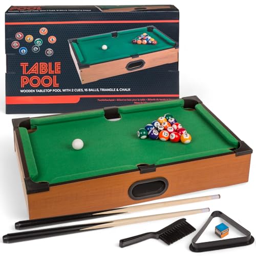 MIJOMA Tischbillard aus Holz – Mini Billardtisch 51x31 cm mit 2 Queues, 16 Kugeln, Triangel & Kreide – Kompaktes Tisch-Billardspiel für Kinder & Erwachsene MIJOMA Tischbillard aus Holz – Mini Billardtisch 51x31 cm mit 2 Queues, 16 Kugeln, Triangel & Kreide – Kompaktes Tisch-Billardspiel für Kinder & Erwachsene von MIJOMA
