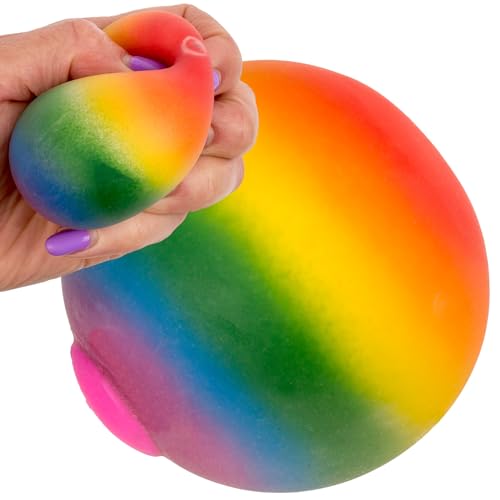 MIJOMA Trendiges Spaß-Squeeze-Antistress-Ball, Umfangreich Sensorikspielzeug für Jede Altersklasse, Quetschball Ø 7 cm aus Thermoplastischem Gummi (TPR), für Outdoor & Indoor (Regenbogen) von MIJOMA