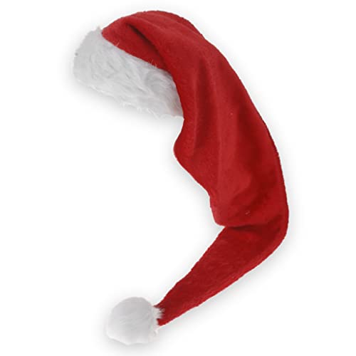 MIJOMA Weihnachtsmütze Nikolausmütze Santamütze mit Plüsch-Fellrand - Unisex für Erwachsene, Kuschelweich, Ideal für Weihnachtsfeier, 100% Polyester, One Size (Rot mit 130cm Zipfel) von MIJOMA