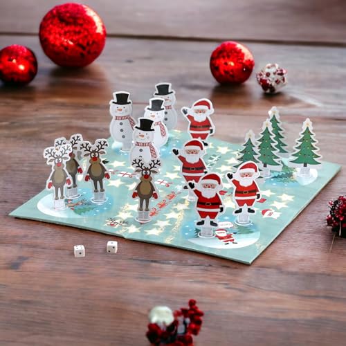 MIJOMA Xmas Brettspiel – Bezauberndes Weihnachtsspiel für die ganze Familie, Weihnachtsabende wie noch nie erleben – Schneemann, Rentier, Santa Hauptfiguren, Ludo-Gesellschaftsspiel von MIJOMA