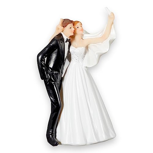 Tortenfigur Hochzeit Brautpaar Tortenaufsatz Tortendeko Hochzeitspaar für Torte Cake-Topper Hochzeitstorte, Dekofigur Hochzeitspaar Wedding Trauung (mit Hochzeits-Selfie) von MIJOMA