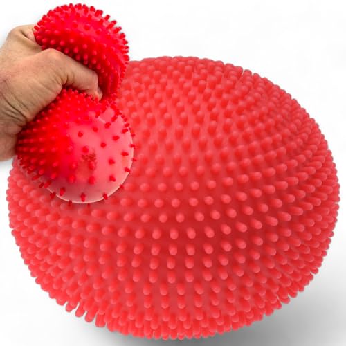 XL Antistressball mit Noppen, Sensorisches Quetschspielzeug Quetschball Knetball Knautschball Squeezetoy Anti Stress Ball, zum Kneten gegen Stress, Relief für Büro Party Geburtstag Ø10cm Pink von MIJOMA