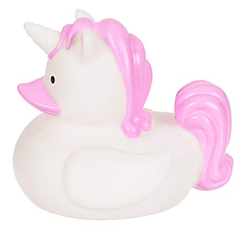 MIK funshopping Badeente Quietscheente Badewannenspielzeug (Ente Einhorn weiß/pink) von MIK funshopping