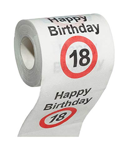 MIK funshopping Scherzartikel Deko Spaß-Toilettenpapier Runder Geburtstag lustiges Geschenk (18. Geburtstag - 1Rolle) von MIK funshopping