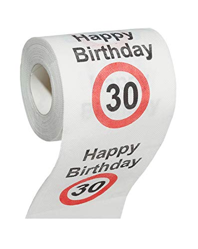 MIK funshopping Scherzartikel Deko Spaß-Toilettenpapier Runder Geburtstag lustiges Geschenk (30. Geburtstag - 1Rolle) von MIK funshopping