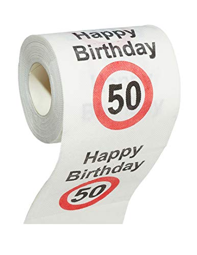 MIK funshopping Scherzartikel Deko Spaß-Toilettenpapier Runder Geburtstag lustiges Geschenk (50. Geburtstag - 1Rolle) von MIK funshopping