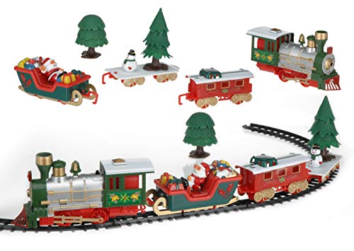 Mini-Weihnachtszug - Kleine Eisenbahn zu Weihnachten mit Lokomotive, Waggons und Schienen Weihnachtseisenbahn (22 Teile) von MIK funshopping