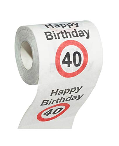 MIK funshopping Scherzartikel Deko Spaß-Toilettenpapier Runder Geburtstag lustiges Geschenk (40. Geburtstag - 1Rolle) von MIK funshopping