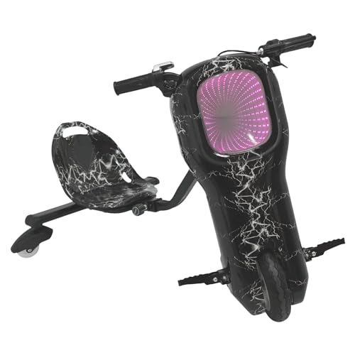 Kinder-Elektro-Roller 250W 3-Gang-Elektro-Roller für Kinder Elektro-Kinder-Dreirad LED-Beleuchtung - Sitz verstellbar - Drift Trike Scooter (Schwarz) von MIKIYUEER