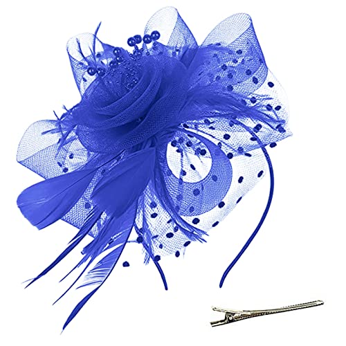 MILAX Kopfschmuck Fascinator Damen Fasching Kostüm Zubehör Wedding Church Party Hair Clip Headwear Elegant Cocktail Wedding Headbands for Women Girls 50er Jahre Fascinator Hut Für Frauen von MILAX