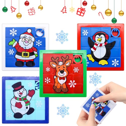 MILIAFLICK 4 Stück Schiebepuzzle Kinder Schiebe Puzzle Adventskalender Schiebespiel Mini Puzzle Kinder Weihnachtskalender Schiebepuzzle Erwachsene Schiebe Puzzle Adventskalender Kinder von MILIAFLICK