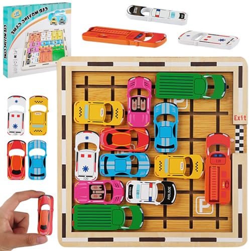 MILIAFLICK Auto Spielzeug Stauspiel Pädagogisches Holzspielzeug für Kinder Car Parking Board Game Preschool Learning Activities Fine Motor Skills Sensory Toys von MILIAFLICK