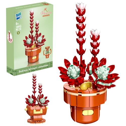 MILIAFLICK Blumenstrauß Baustein Blumen Bausteine Set Blumen Bausatz DIY Bauspielzeugsets Kreisblume Botanical Collection Blumenstrauß mit Blumensockel für Room Decor Heimdekoration von MILIAFLICK