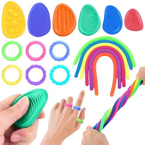 MILIAFLICK Sensory Stones und Stretchy Fidget Armband, Fidget Toys Kinder Sensorik Spielzeug, Anti Stress Spielzeug, Sensory Toys, Sensorisches Für Stress, Angst, Adhs & Autismus von MILIAFLICK