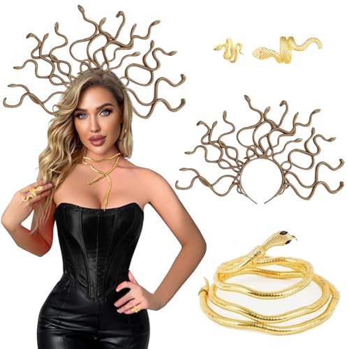 MILIAFLICK Medu-sa Kopfschmuck Medu-sa Kostüm Damen Karneval Haarschmuck Schlangen Kopfschmuck Medu-sa Haarreif Medu-sa Headpiece Karneval Kostüm Medu-sa Kopfschmuck Haarschmuck für Frauen von MILIAFLICK