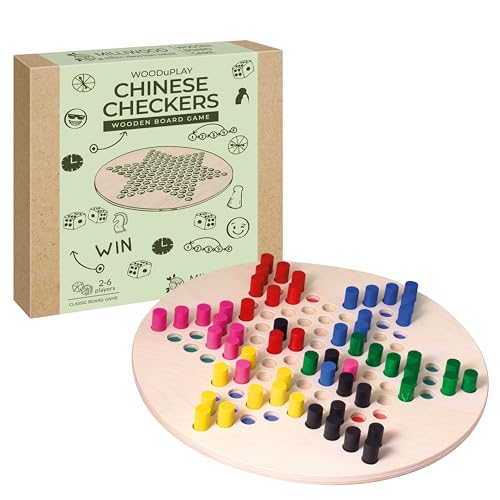 MILLIWOOD CHINESE CHECKERS Spiel - Brettspiel - für 2-6 Personen - Strategiespiel - Spiele ab 6 Jahren - Gesellschaftsspiele - Spiele für Erwachsene und Kinder, Familienspiele - aus Holz von MILLIWOOD