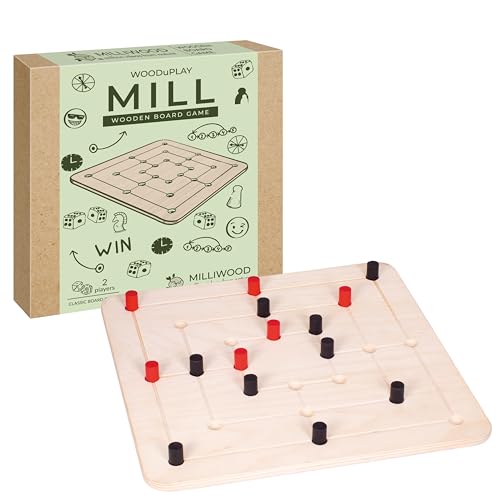 MILLIWOOD MILL Spiel - Brettspiel - für 2 Personen - Spiele ab 6 Jahren - Gesellschaftsspiele - Strategiespiel - Spiele für Erwachsene und Kinder, Familienspiele - aus Holz von MILLIWOOD