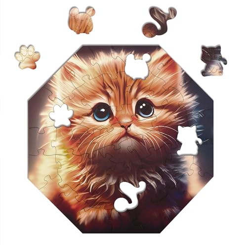 Milliwood Holzpuzzle - Cali cat - 46 Teile - Puzzle Winter ab 4 Jahren - Mandala Puzzle für Erwachsene und Kinder - Jigsaw Puzzle aus Holz 29x29 cm - Puzzle Natur mit Holz Geschenkbox von MILLIWOOD