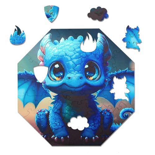 Milliwood Holzpuzzle - Diego Dragon - 46 Teile - Puzzle Winter ab 10 Jahren - Mandala Puzzle für Erwachsene und Kinder - Jigsaw Puzzle aus Holz 29x29 cm - Puzzle Natur mit Holz Geschenkbox von MILLIWOOD