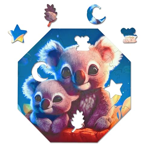 Milliwood Holzpuzzle - Kylo Koala with Mommy - 46 Teile - Puzzle Winter ab 4 Jahren - Mandala Puzzle für Erwachsene und Kinder - Jigsaw Puzzle aus Holz 29x29 cm - Puzzle Natur mit Holz Geschenkbox von MILLIWOOD