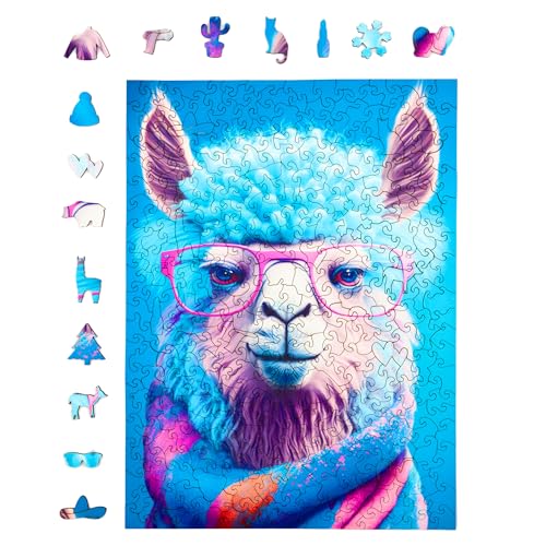 Milliwood Holzpuzzle - Christina chicky alpaca - 316 Teile - Puzzle Winter ab 10 Jahren - Mandala Puzzle für Erwachsene und Kinder - Jigsaw Puzzle aus Holz 27,5x37 cm Puzzle Natur mit Holz Geschenkbox von MILLIWOOD