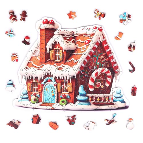 Milliwood Weihnachtliche Puzzles - Christmas Weihnachten Serie - Puzzles für die Ganze Familie - Zauberhafte Holzpuzzles - Lebkuchen - 100 Elemente von MILLIWOOD