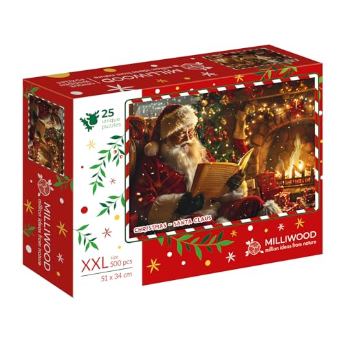 Milliwood Weihnachtliche Puzzles - Christmas Weihnachten Serie - Puzzles für die Ganze Familie - Zauberhafte Holzpuzzles - Santa Claus – 51x34 cm - 500 Elemente von MILLIWOOD