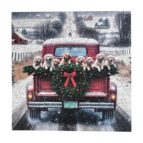 Milliwood Weihnachtliche Puzzles - Christmas Weihnachten Serie - Puzzles für die Ganze Familie - Zauberhafte Holzpuzzles - Traveling Dogs – 40x40 cm - 250 Elemente von MILLIWOOD