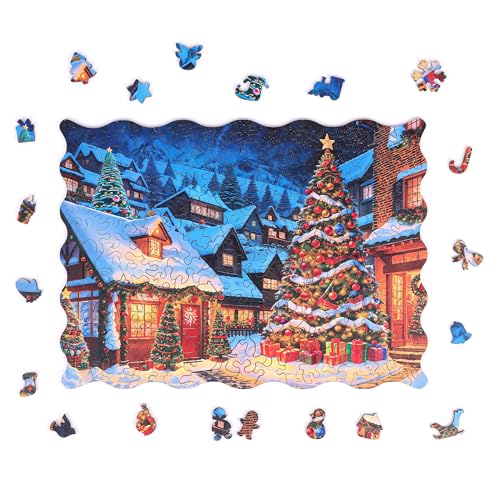 Milliwood Weihnachtliche Puzzles - Christmas Weihnachten Serie - Puzzles für die Ganze Familie - Zauberhafte Holzpuzzles - Weihnachtsdorf - 200 Elemente von MILLIWOOD