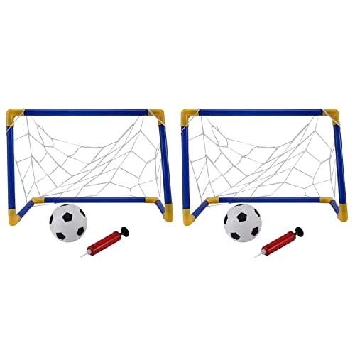 MILLTOR 2X Faltbares Mini-Fußball-Fußball-Torpfosten-Netz-Set mit Pump Kids Sport Indoor-Outdoor-Spiele Spielzeug von MILLTOR