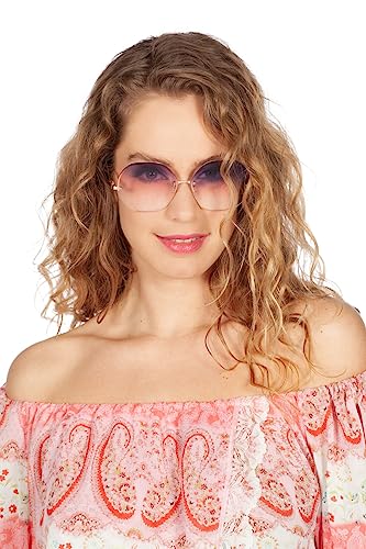 MIMIKRY 80er 90er Jahre Festival Sonnenbrille Lila/Pink mit Verlauf UV Schutz 400 Vintage Charlies Angels von MIMIKRY