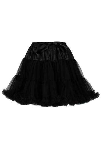 MIMIKRY Blickdichter Deluxe Petticoat 3-lagig Satin und Soft-Tüll Gr. XXS-L Tutu Tüllrock Rock, Farbe:Schwarz von MIMIKRY