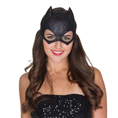 MIMIKRY Catwoman Maske Schwarz Glitter Fledermaus Katze Katzenmaske Kostüm-Zubehör von MIMIKRY