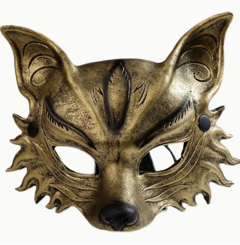 MIMIKRY Fuchs Halbmaske aus EVA-Schaum Maskenball Maske Fuchsmaske Kostüm-Zubehör, Farbe:Gold von MIMIKRY