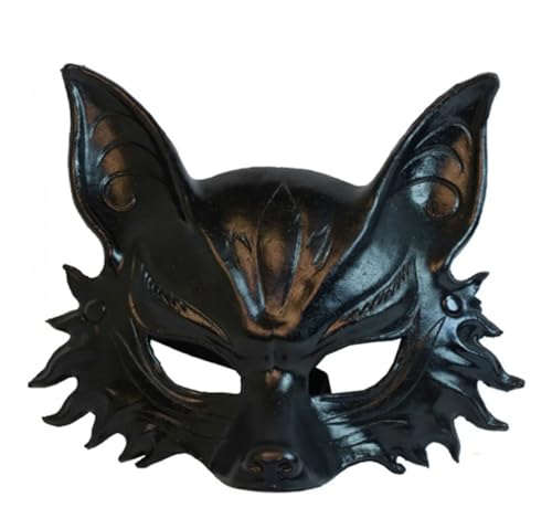 MIMIKRY Fuchs Halbmaske aus EVA-Schaum Maskenball Maske Fuchsmaske Kostüm-Zubehör, Farbe:Schwarz von MIMIKRY