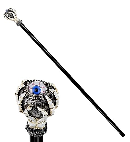 MIMIKRY Gehstock Skeletthand mit Wackelauge zerlegbar Wahrsager Steampunk Fantasy Magier Vampir Halloween von MIMIKRY