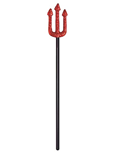 MIMIKRY Glitzer Dreizack Trident Speer Rot/Schwarz 54 cm für Teufel Teufelin Kostüm Kostüm-Zubehör von MIMIKRY