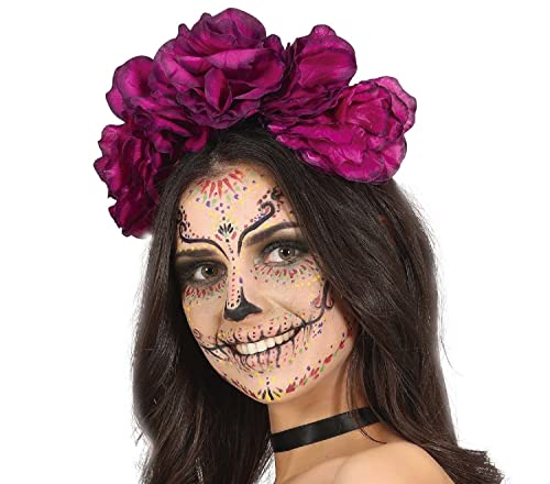 MIMIKRY Haarreif mit 5 großen Blumen Lila Day of the Dead Kopfschmuck Haarschmuck Gothic Fantasy Halloween von MIMIKRY