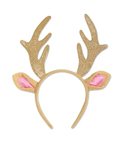 MIMIKRY Haarreif mit Geweih Goldglitzer und Ohren für Reh Rentier Bambi Hirsch Rehkitz Kitz Weihnachten von MIMIKRY