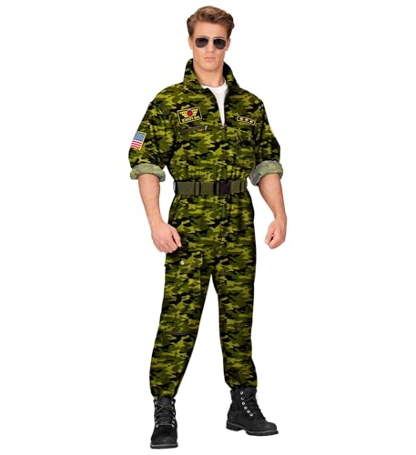 MIMIKRY Herren-Kostüm Kampfjet Pilot Camouflage Grün Kampfflieger Piloten-Overall Jetpilot Kampfpilot Flieger Army, Größe:L von MIMIKRY