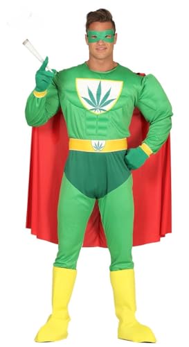 MIMIKRY Herren-Kostüm Marihuana Hanf Superheld mit Muskeln Superhero Erwachsene JGA Karneval Junggesellenabschied, Größe:XL, Größe:XL von MIMIKRY