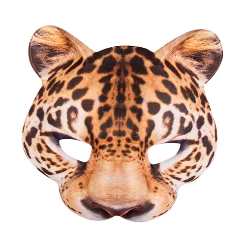 MIMIKRY Maske Leopard realistischer Druck Erwachsene Leo Halbmaske Leopardenmaske Kostümzubehör Karneval von MIMIKRY