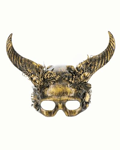 MIMIKRY Maske mit Widder-Hörnern Gold Pan Satyr Mythologie Teufel Dämon Steampunk Geist von MIMIKRY