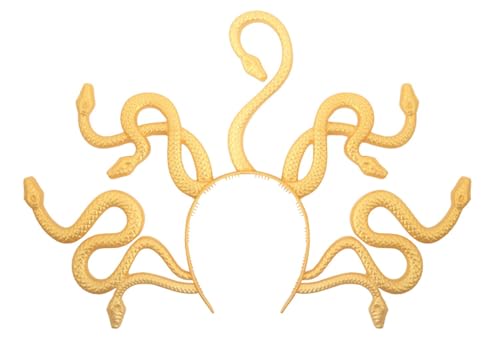 MIMIKRY Medusa Schlangen Kopfschmuck für Erwachsene Kostüm Zubehör Tiara Kopfbügel Haarreif griechische Mythologie, Farbe:Gold von MIMIKRY