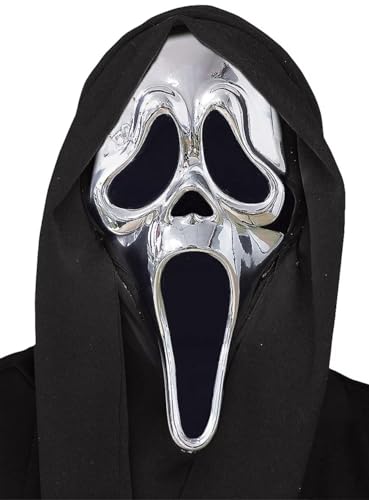 MIMIKRY Original Ghost Face Scream Maske - Chrom Silber Metallic - Halloween Horror Geist Film von MIMIKRY