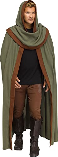 MIMIKRY Umhang mit Kapuze Grün/Braun für Mittelalter Kostüme Robin Hood Damen Herren Cape Kutte von MIMIKRY