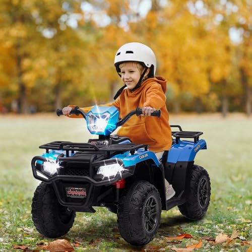 12V Elektrofahrzeuge,Elektro Kinderquad, Elektro-Quad mit LED und Musik, Elektroauto, Kinderfahrzeug,88 x 47 x 52 cm (blau) von MINENICE