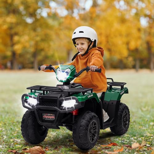 12V Elektrofahrzeuge,Elektro Kinderquad, Elektro-Quad mit LED und Musik, Elektroauto, Kinderfahrzeug,88 x 47 x 52 cm (grün) von MINENICE