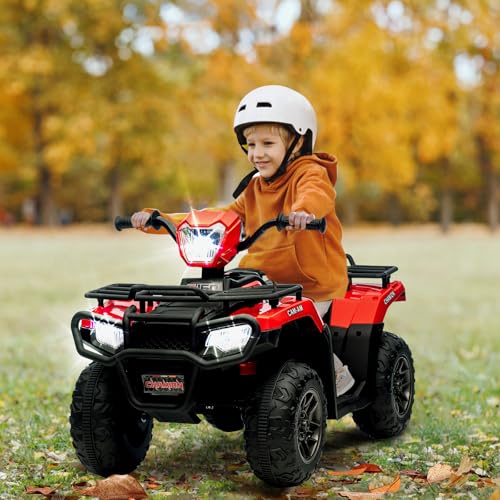 12V Elektrofahrzeuge,Elektro Kinderquad, Elektro-Quad mit LED und Musik, Elektroauto, Kinderfahrzeug,88 x 47 x 52 cm (rot) von MINENICE